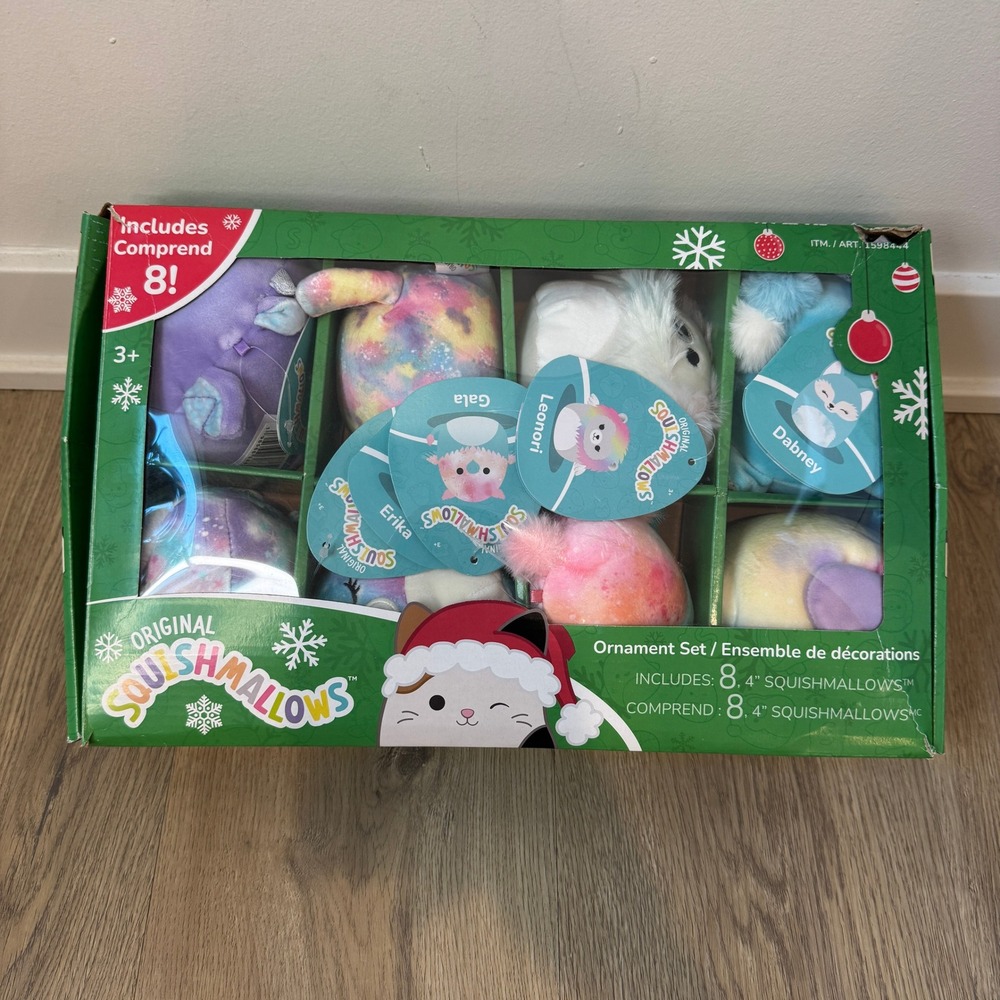 Squishmallows 2023 Christmas Ornament Mystic Set 8 Pack 4 Inch Mini Plush In Box
